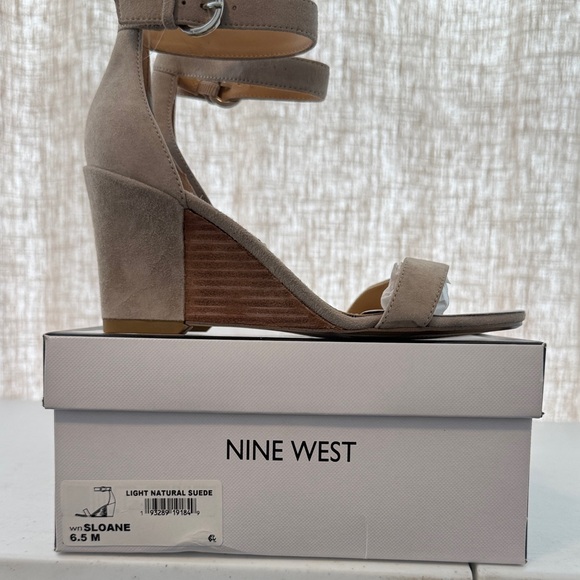 Nine West Shoes - Nine West Beige Suede Wedge Sandals